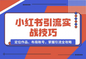 【2024.10.16】小红书引流实战技巧：定位作品、布局账号，掌握引流全攻略-老张项目网