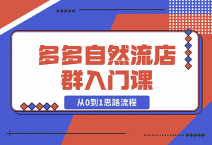 【2024.11.10】多多自然流店群入门课，从0到1思路流程，涵盖开店、加价、截流等关键环节-老张项目网