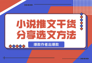 【2024.11.15】小说推文干货分享之选文方法，爆款作者出爆款-老张项目网