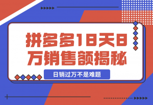 【2024.11.19】拼多多18天8万销售额揭秘：高客单价策略，避免价格战，日销过万不是难题-老张项目网