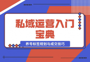 【2024.12.02】私域运营入门宝典：从基础到实战，详解养号、标签、朋友圈规划与成交技巧-老张项目网