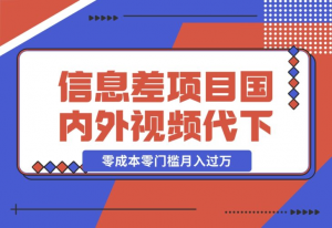 【2024.12.17】信息差小项目：国内外视频代下载，项目操作简单零成本零门槛月入过万-老张项目网