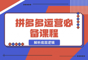 【2024.12.17】拼多多运营必备课程，解析底层逻辑，涵盖低价引流、OCPX转全站-老张项目网