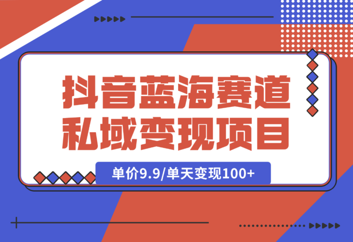 【2025.1.6】抖音蓝海小赛道私域变现项目，单价9.9/单天变现100+，实操玩法分享给你-老张项目网