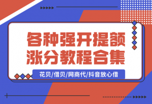 【2025.1.10】各种强开+提额+涨分教程合集，花贝/借贝/网商代/抖音放心借-老张项目网